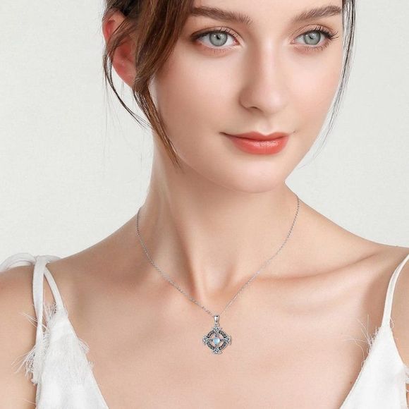 LUHE Celtic Cross  Women Moonstone 925 Sterling Silver Celtic Necklace - Picture 4 of 4